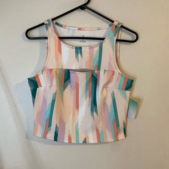 Decree Pink and Green Sleeveless Crop Tank Top Medium NWT - Picture 2 of 9